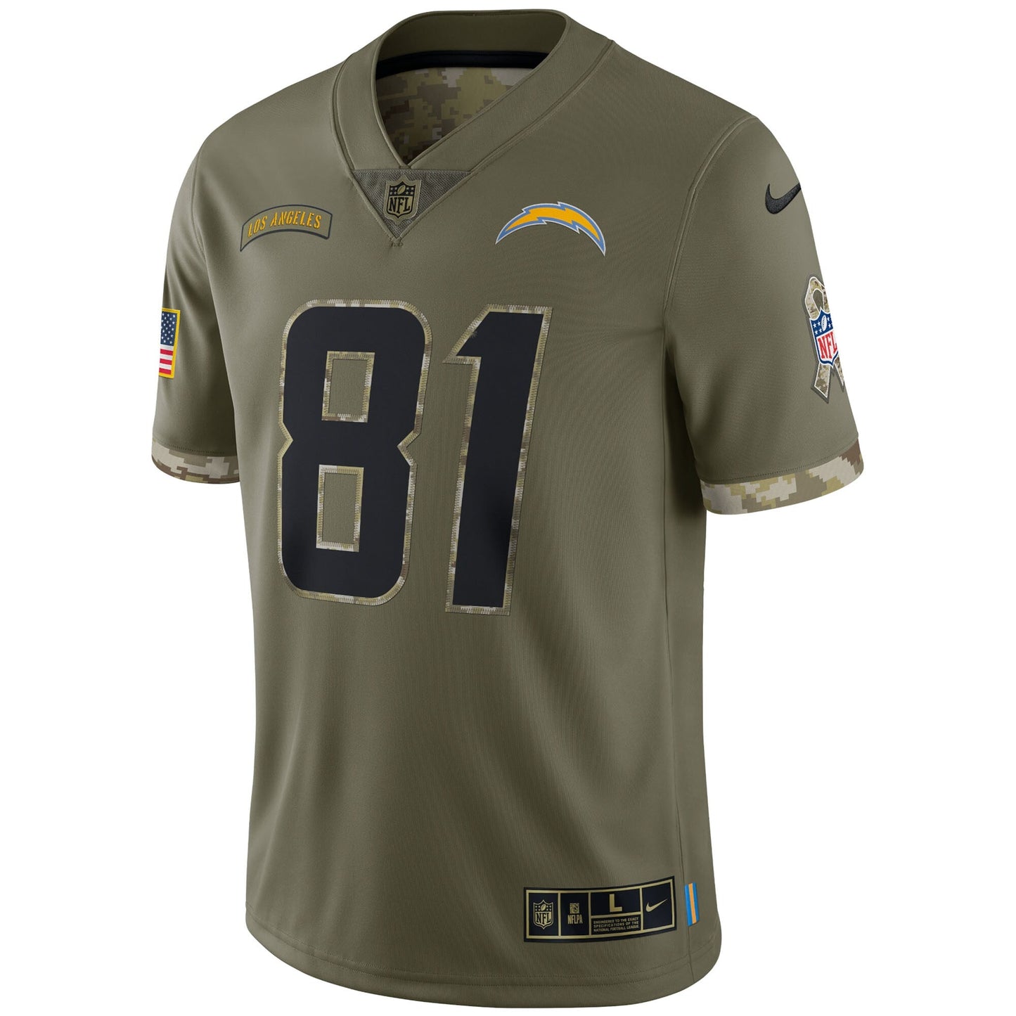 Mike Williams Los Angeles Chargers  2022 Salute To Service Limited Jersey - Olive