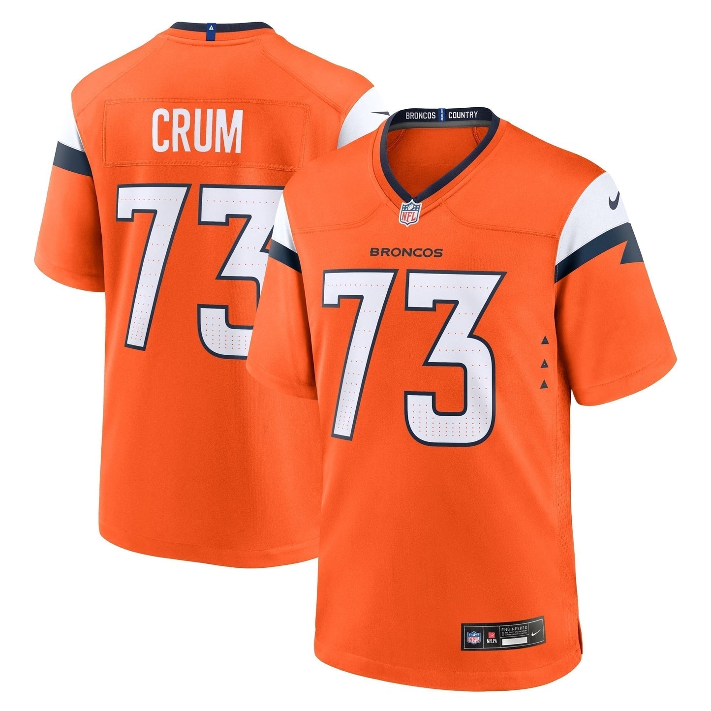 Frank Crum Denver Broncos  Team Game Jersey -  Orange