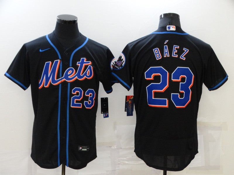Men's New York Mets Javier Baez Black Replica Baseball Jersey