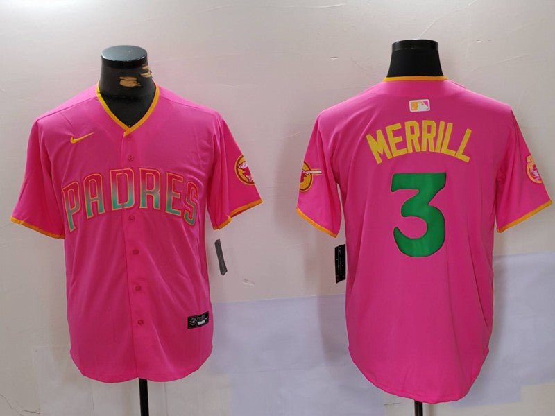 Men's San Diego Padres Jackson Merrill Pink Replica Player Jersey