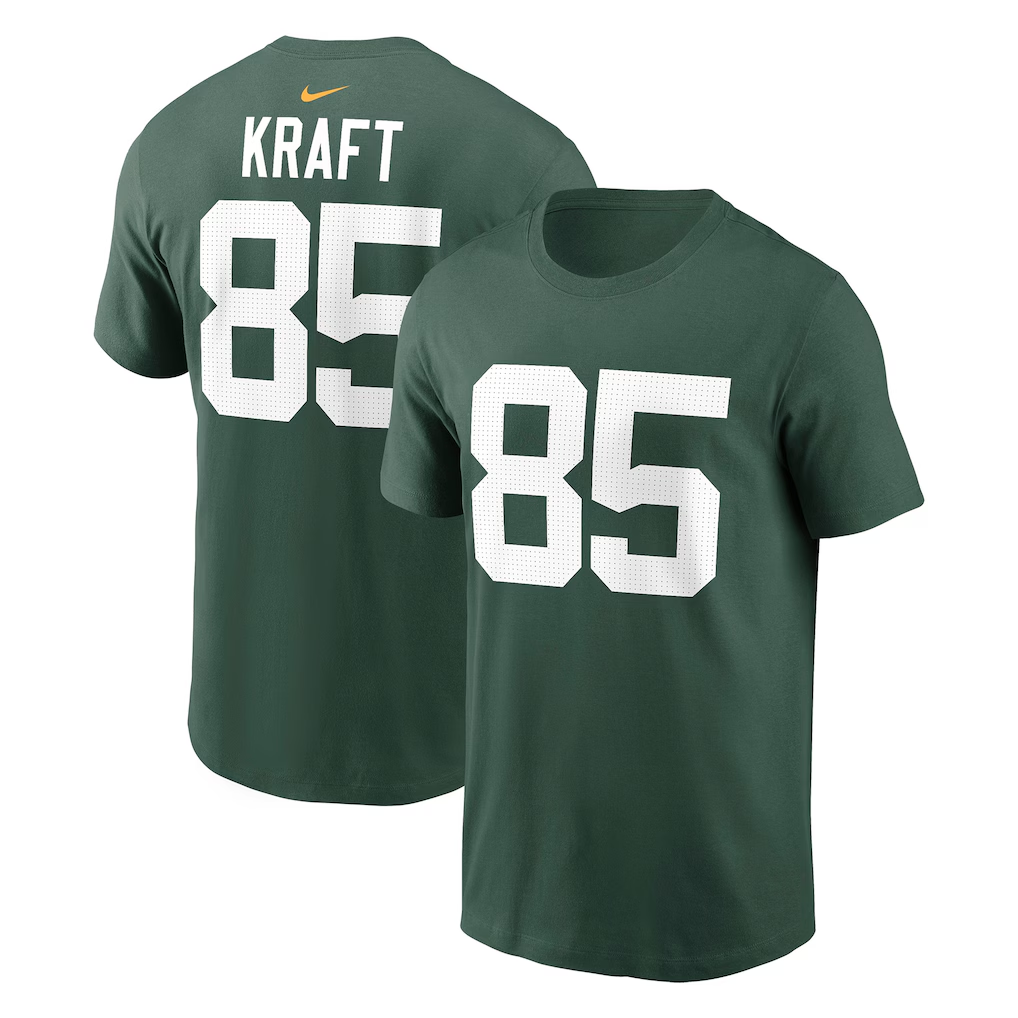 Men's Green Bay Packers Tucker Kraft  Green Player Name & Number T-Shirt
