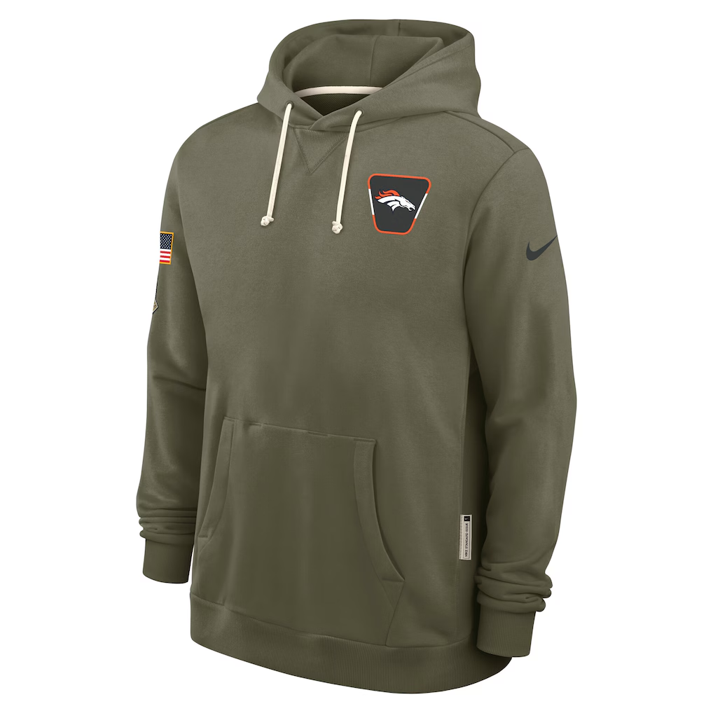 Men's Denver Broncos  Olive 2025 Salute to Service Sideline Standard Issue Dri-FIT Hoodie