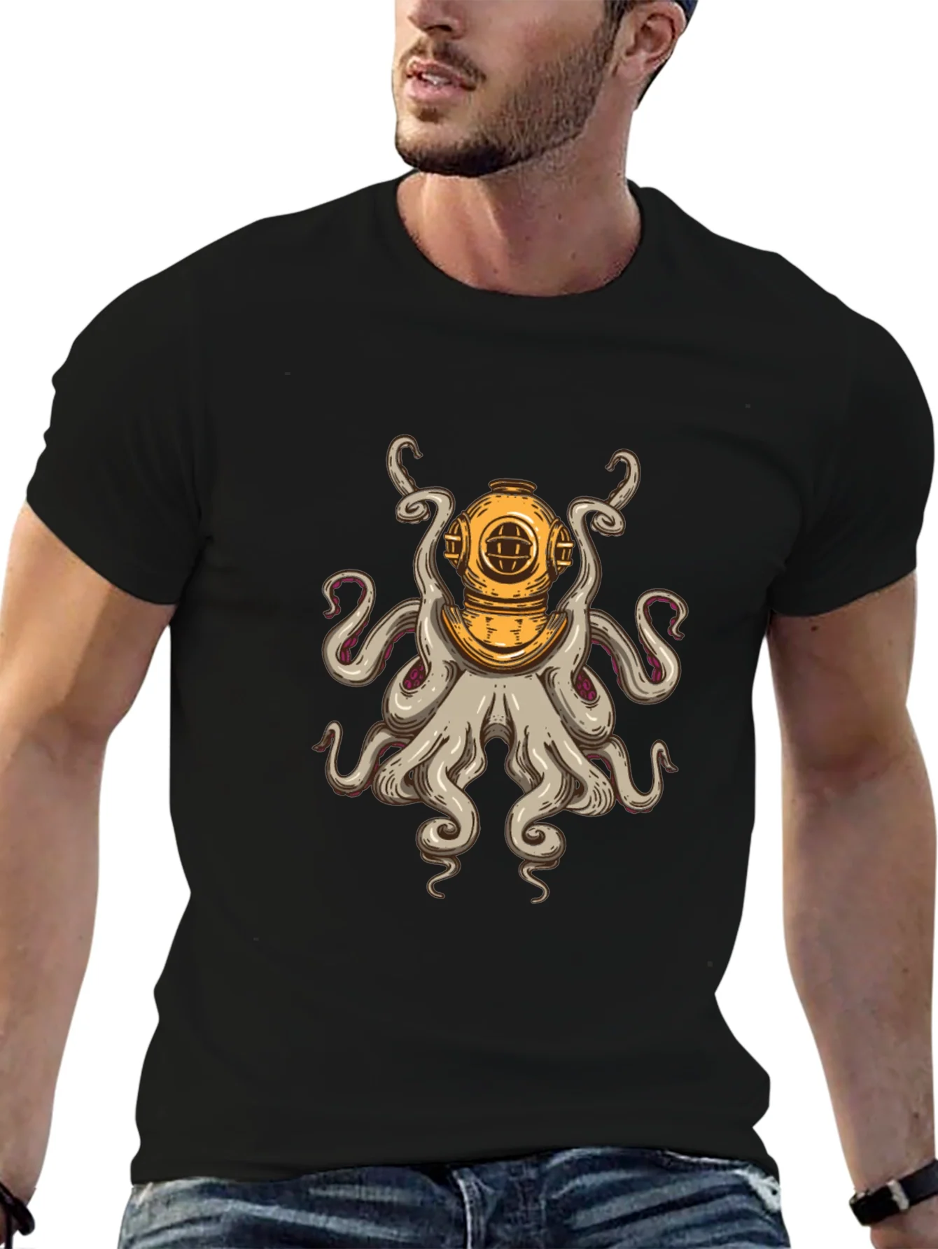 Diver Octopus T-Shirt - Unique Graphic Tee
