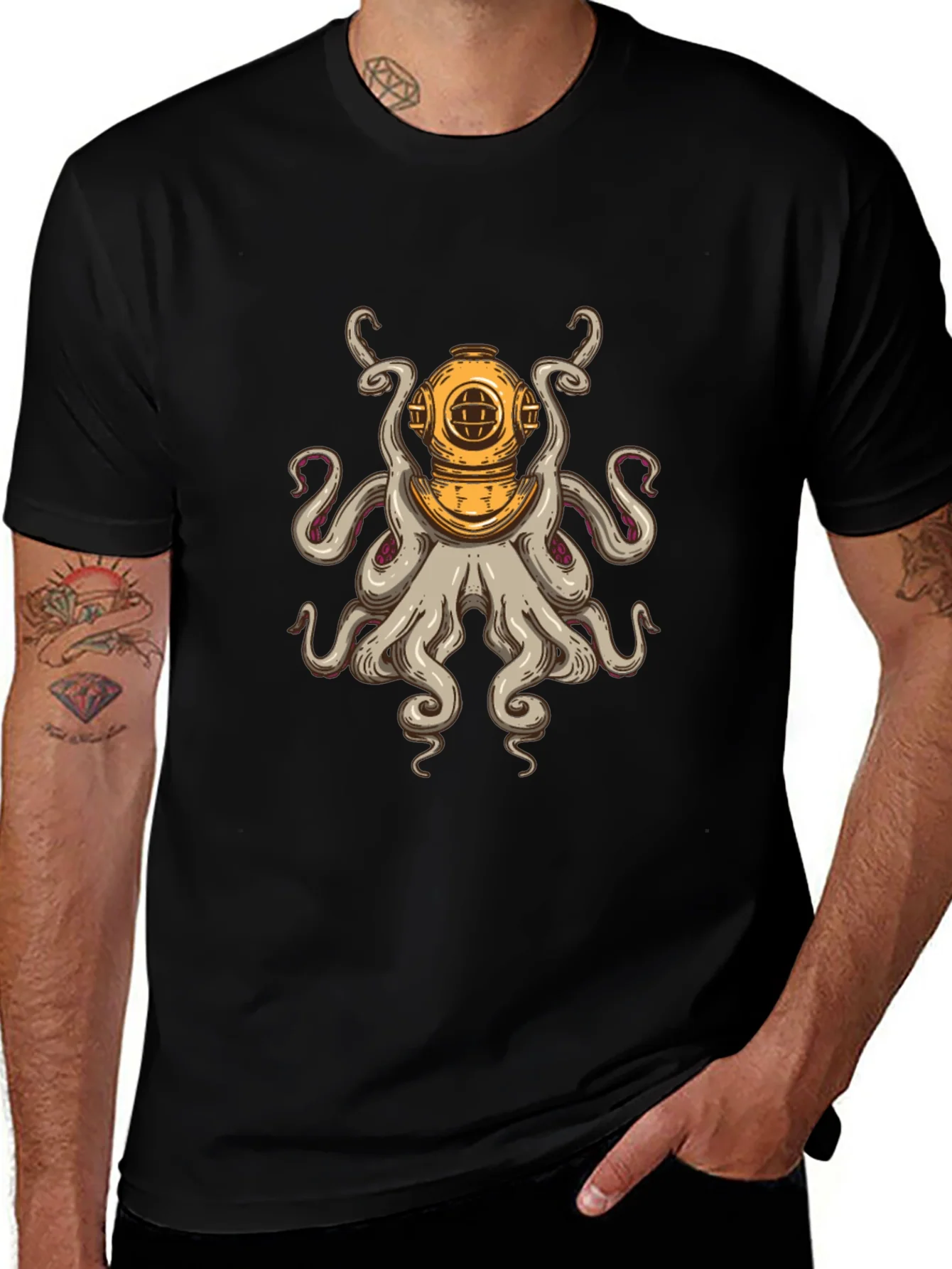 Diver Octopus T-Shirt - Unique Graphic Tee