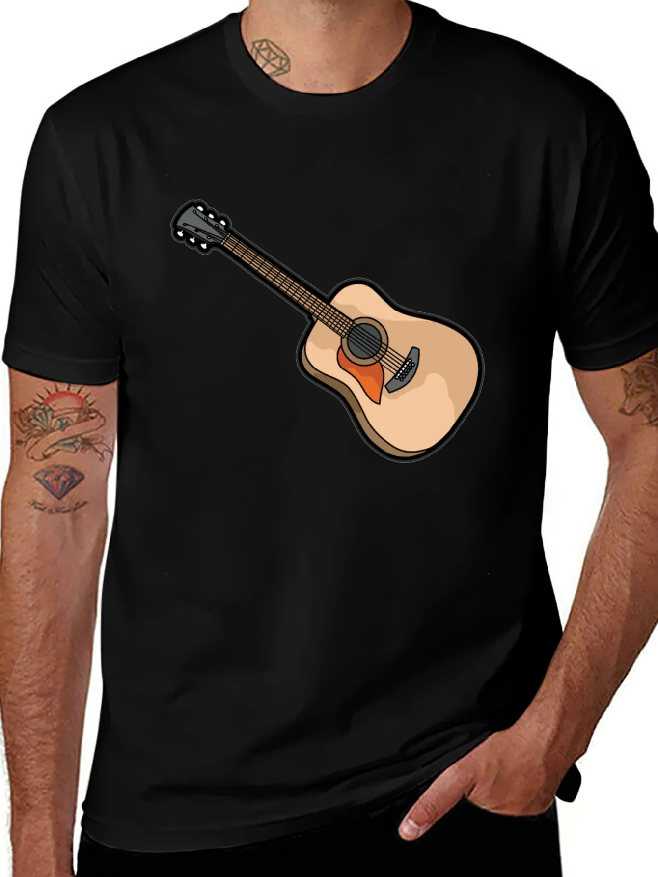 Guitar Graphic Tee - Music Lovers Black T-Shirt