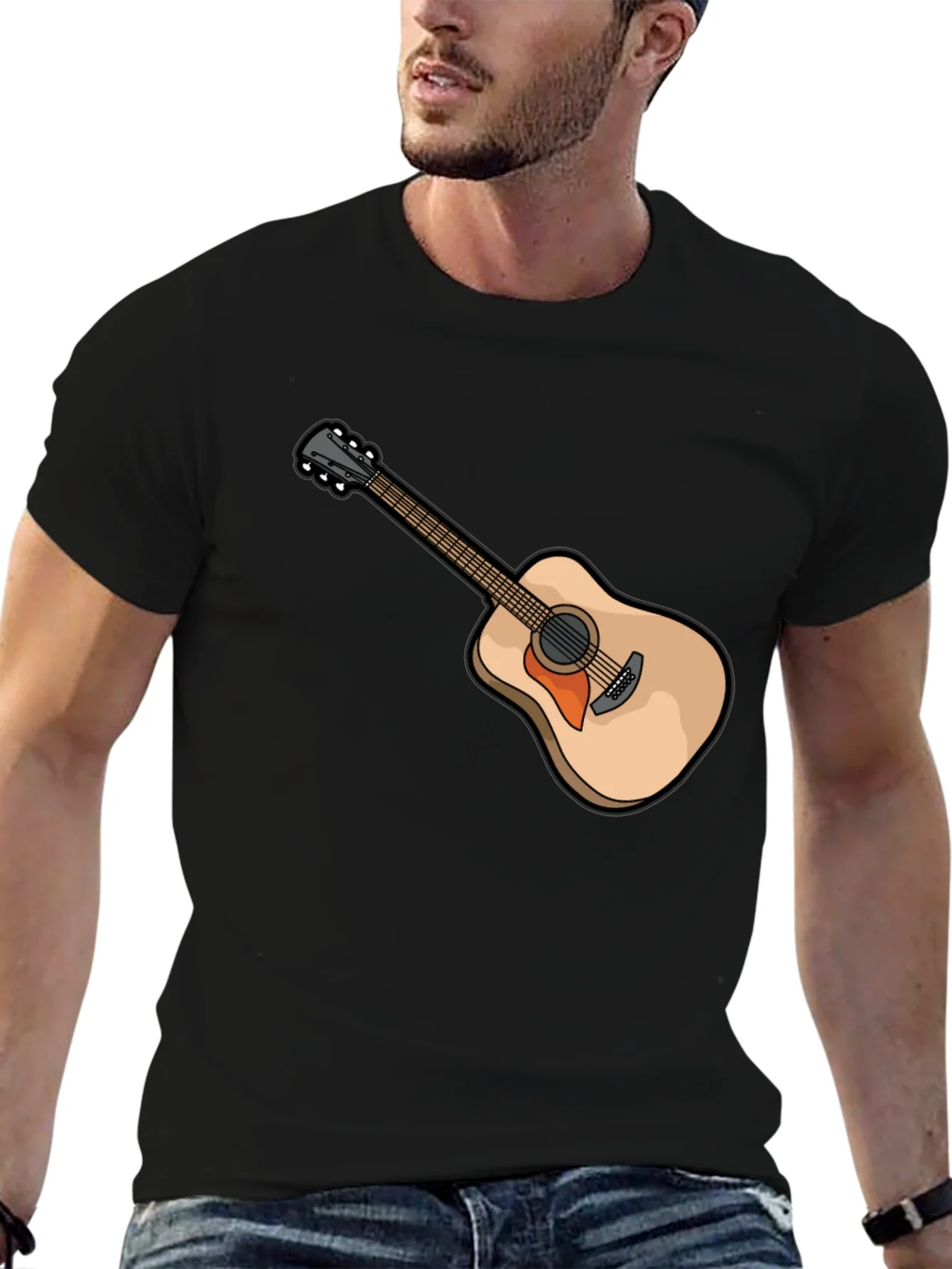 Guitar Graphic Tee - Music Lovers Black T-Shirt