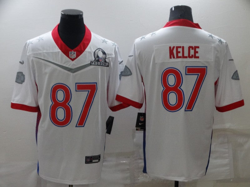 Men's Kansas City Chiefs Travis Kelce #87 White ALL STAR Game Jersey1