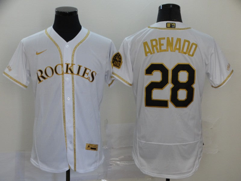 Men's Colorado Rockies Nolan Arenado #28 White Replica Team Jersey1