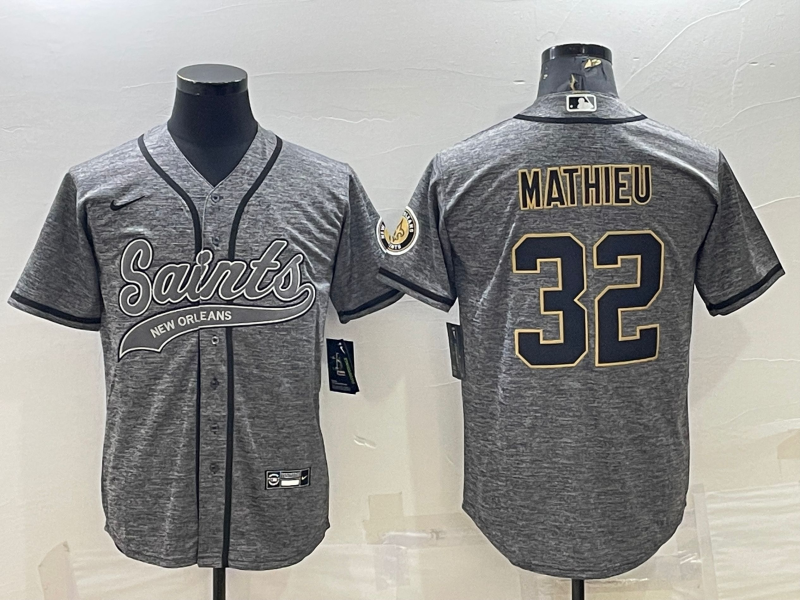 Men's New Orleans Saints Tyrann Mathieu Gray Game Jersey Joint Edition