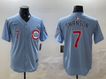 Men's Chicago Cubs Dansby Swanson Baby Blue 2nd Alternate Limited Player Jersey