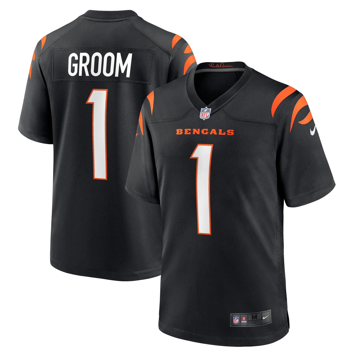 Number 1 Groom Cincinnati Bengals  Game Jersey - Black