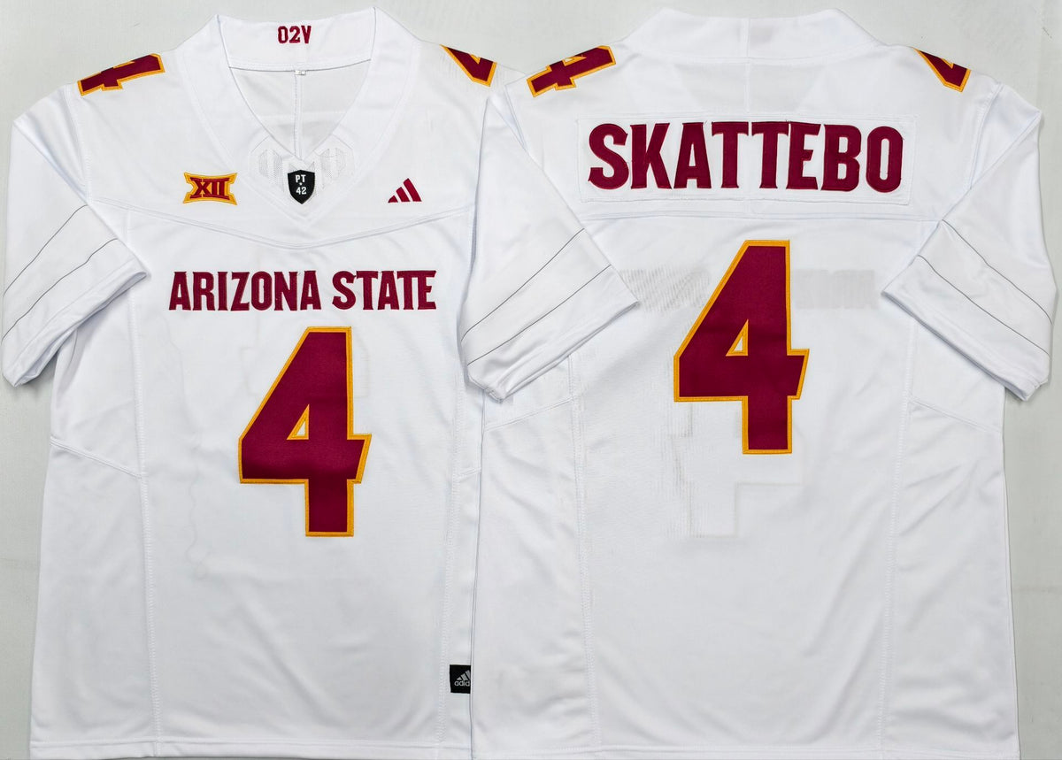Men's Arizona State Sun Devils Cameron Skattebo #4 White Player Jersey
