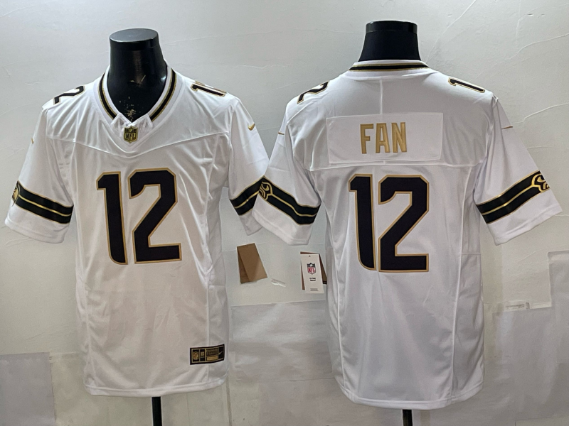 Men's Seattle Seahawks 12s #12 White Game Player Jersey