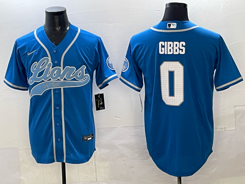Men's Detroit Lions Jahmyr Gibbs #0 Blue Game Jersey