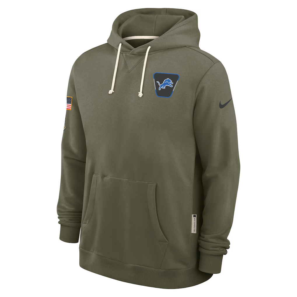 Men's Detroit Lions  Olive 2025 Salute to Service Sideline Standard Issue Dri-FIT Hoodie