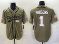 Men's Green Bay Packers Micah Parsons #1 Olive 2022 Salute To Service Limited Jersey