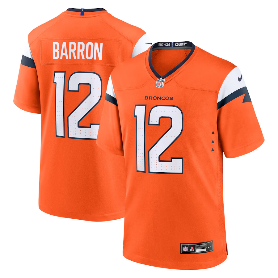 Men's Denver Broncos Jahdae Barron  Orange 2025 NFL Draft First Round Pick Game Jersey