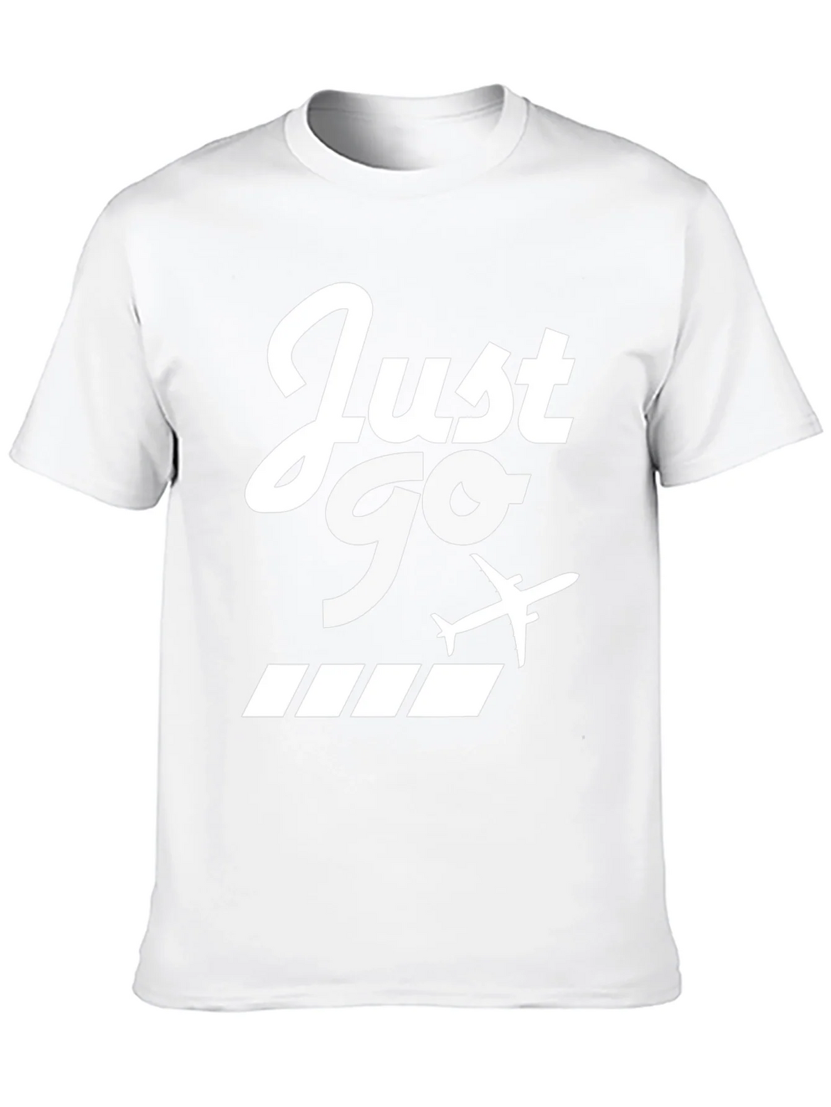 Just Go Airplane Graphic Tee - Black Cotton T-Shirt