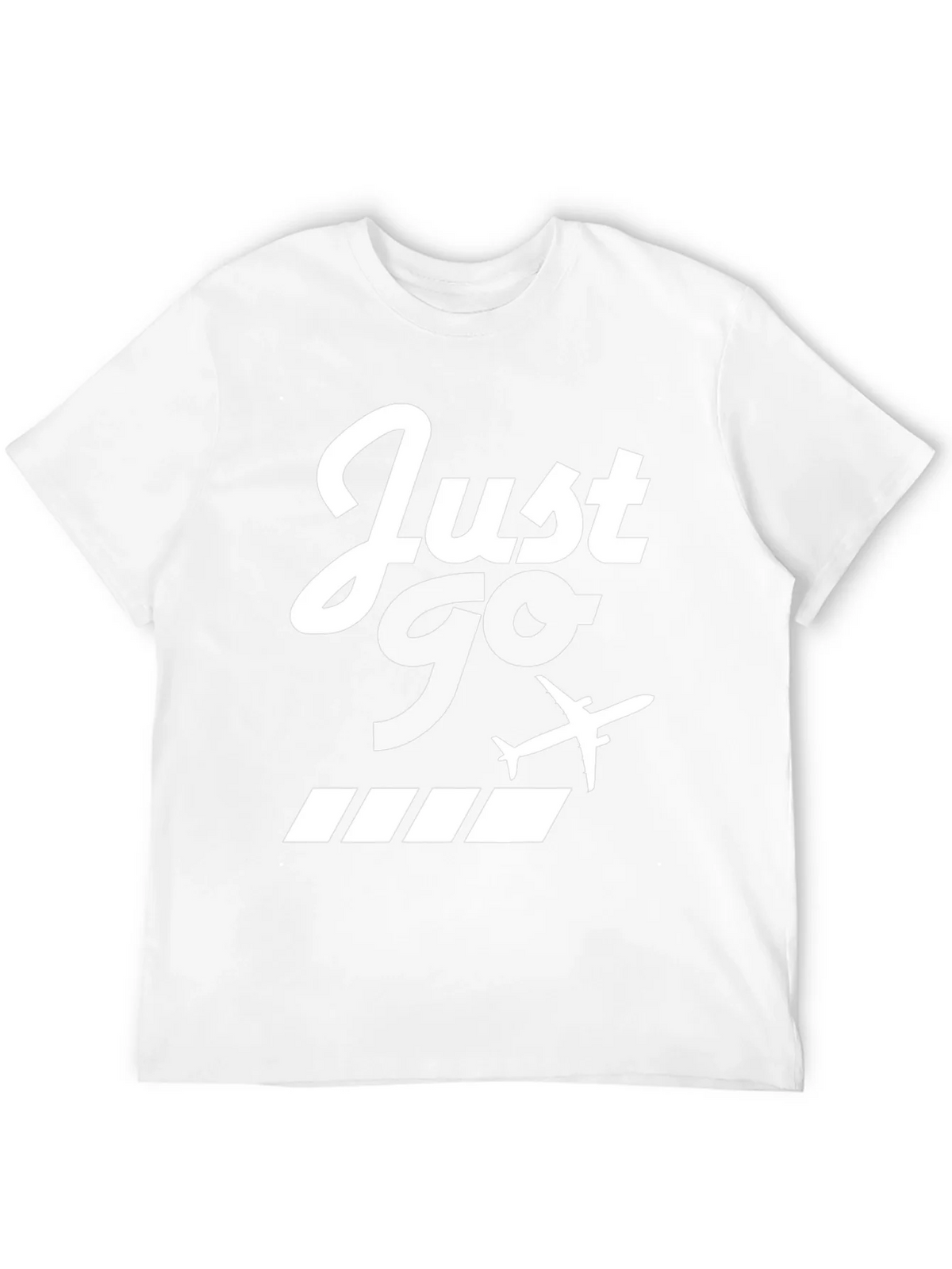 Just Go Airplane Graphic Tee - Black Cotton T-Shirt