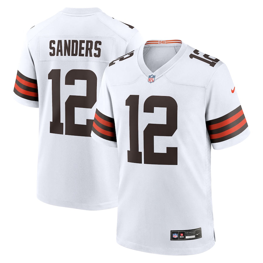 Men's Cleveland Browns Shedeur Sanders White 2025 NFL Draft Game Jersey