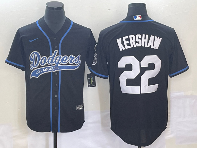Men's Los Angeles Dodgers Clayton Kershaw Black Player Jersey Joint Edition