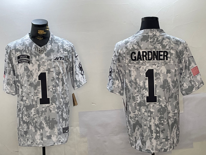 Men's New York Jets Sauce Gardner Arctic Camo 2024 Salute to Service Limited Jersey