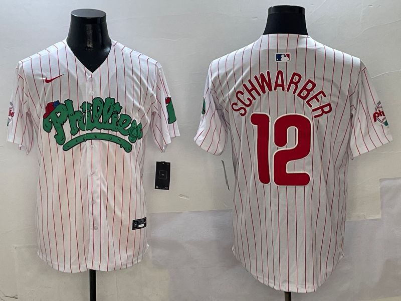 Men's Philadelphia Phillies Kyle Schwarber #12 White Player Jersey1