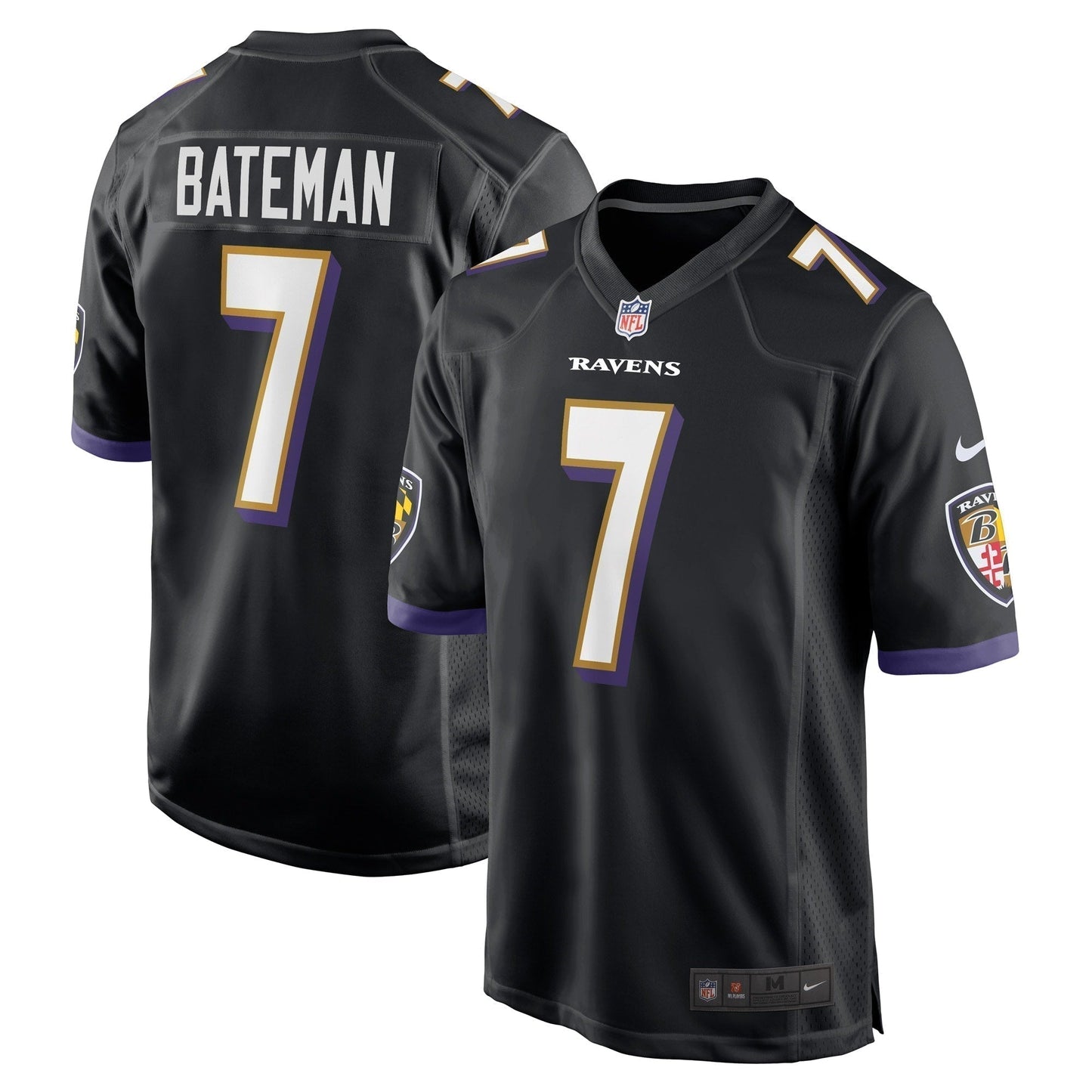 Rashod Bateman Baltimore Ravens  Game   Jersey - Black