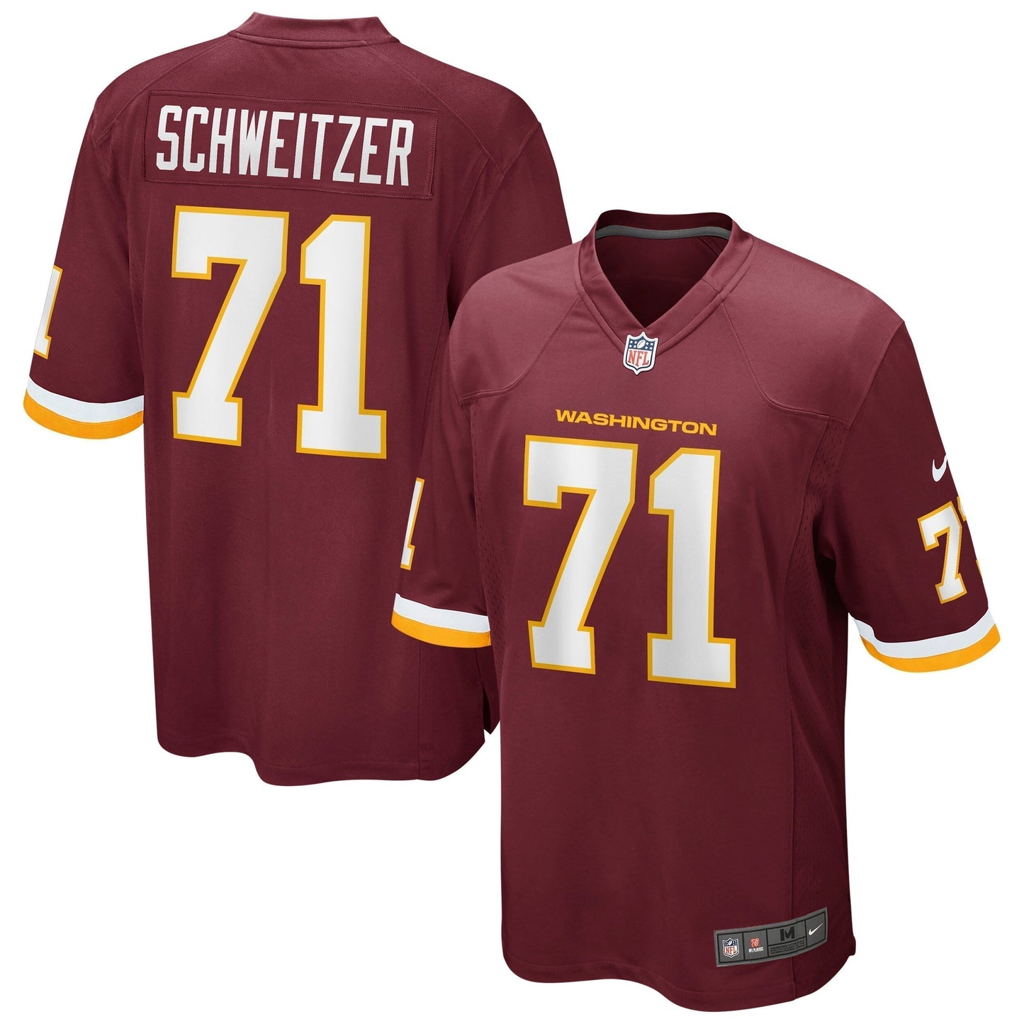 Wes Schweitzer Washington Football Team  Game   Jersey - Burgundy