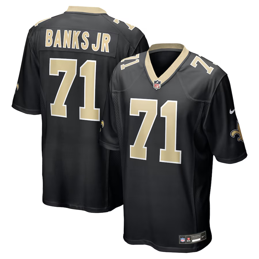 Men's New Orleans Saints Kelvin Banks Jr.  Black 2025 NFL Draft First Round Pick Game Jersey