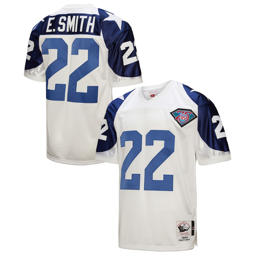 D.Cowboys #22 Emmitt Smith  White 1994 Authentic Throwback Retired Player Jersey