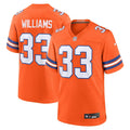 Javonte Williams Denver Broncos  Mile High Collection 1977 Throwback   Game Jersey - Orange