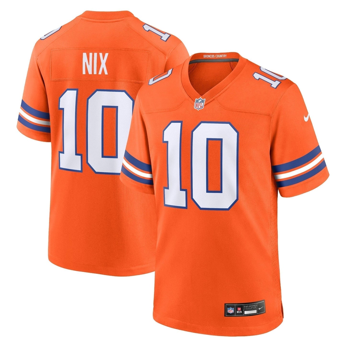 Bo Nix Denver Broncos  Mile High Collection 1977 Throwback   Game Jersey - Orange