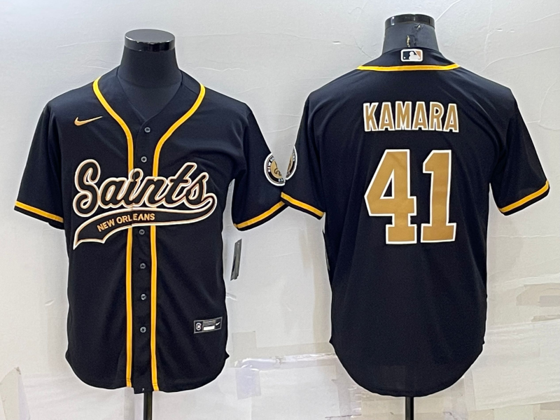 Men's New Orleans Saints Alvin Kamara Black Game Jersey Joint Edition