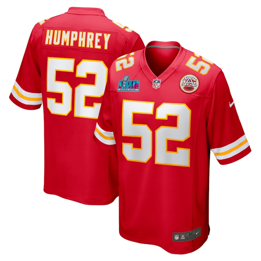 Men's Kansas City Chiefs Creed Humphrey Red Super Bowl LVII Patch Game Jersey