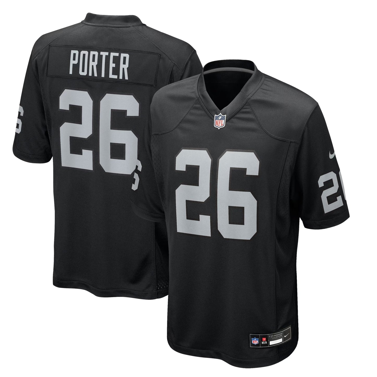 Las Vegas Raiders Darien Porter Black Team Game Jersey