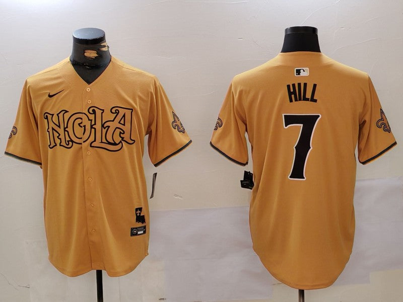 Men's New Orleans Saints Taysom Hill Yellow Game Player Jersey