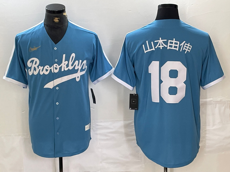 Men's Los Angeles Dodgers Yoshinobu Yamamoto Light Blue Cooperstown Collection Player Jersey
