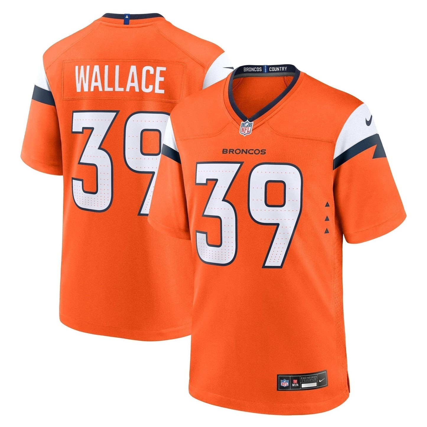 Levi Wallace Denver Broncos  Team Game Jersey -  Orange
