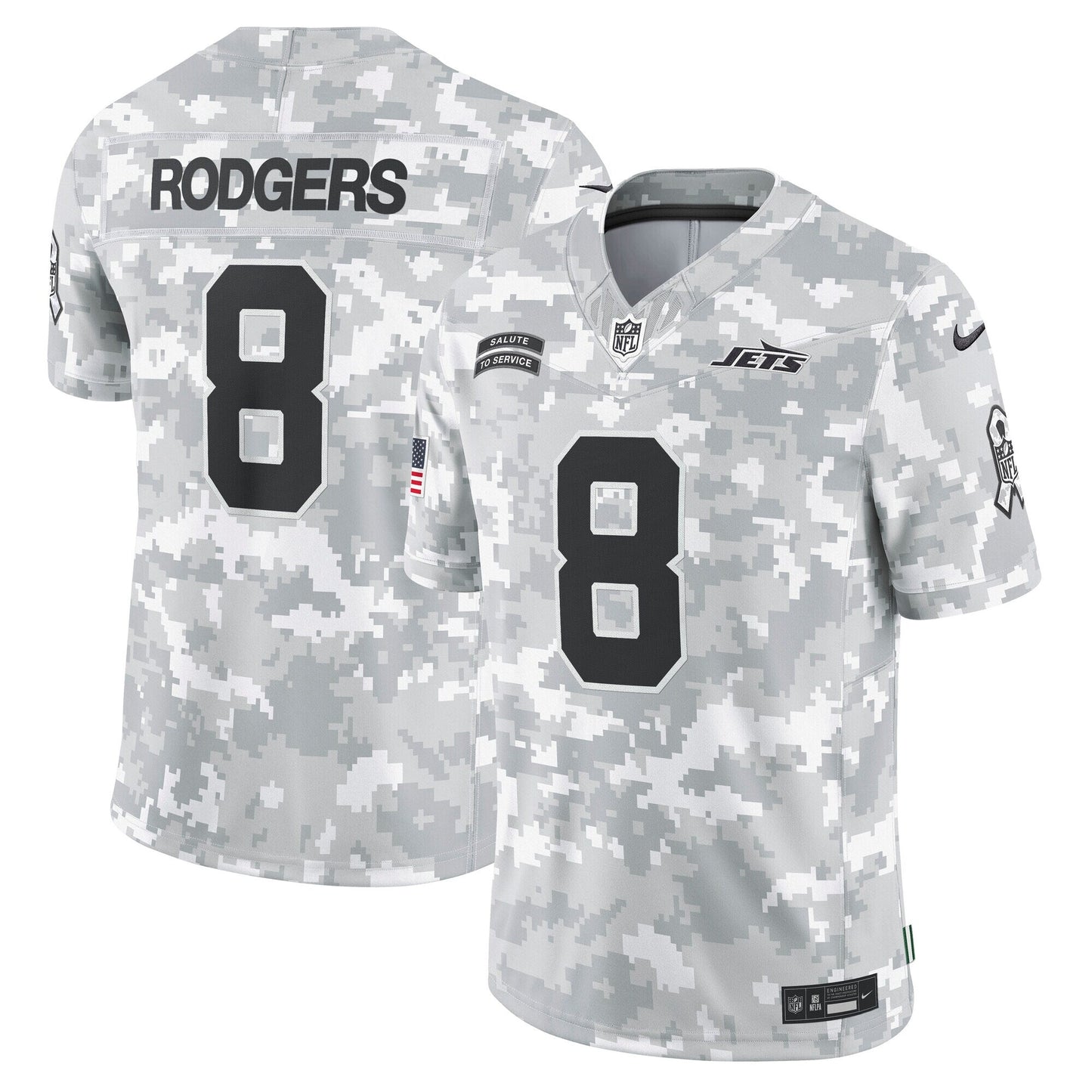 Aaron Rodgers New York Jets  2024 Salute to Service Limited Jersey - Arctic Camo