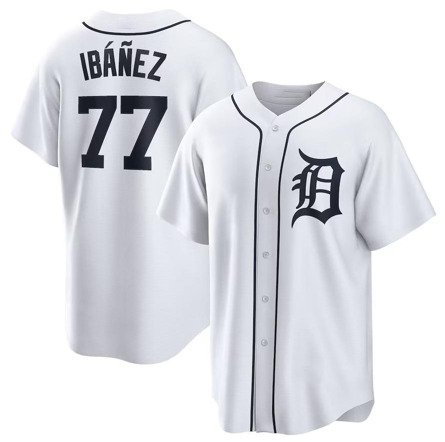 Detroit Tigers #77 Andy Ib?ez White Home Replica Player Name Jersey Baseball Jerseys