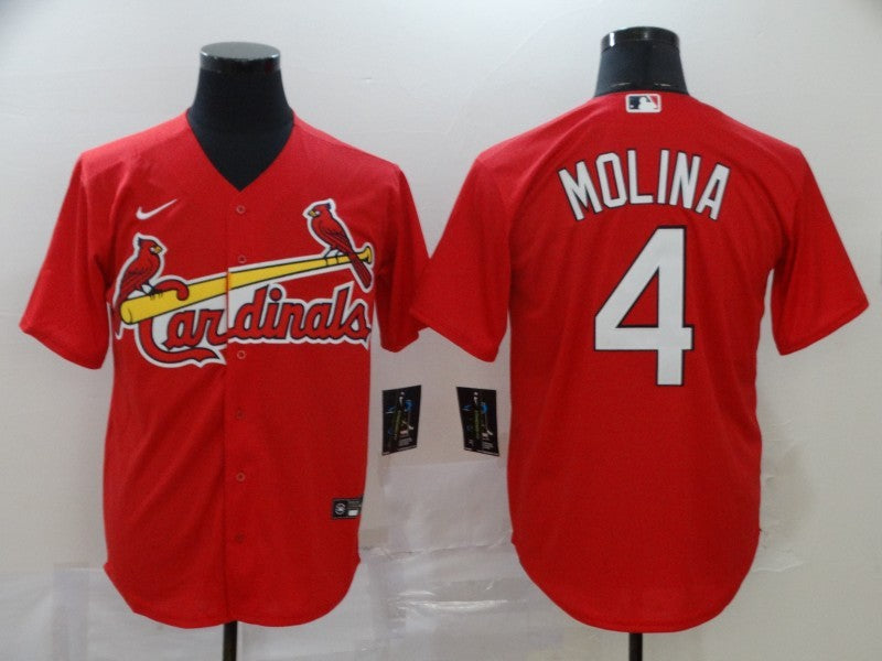 Men's St. Louis Cardinals Yadier Molina  Cream Alternate Jersey1 RED