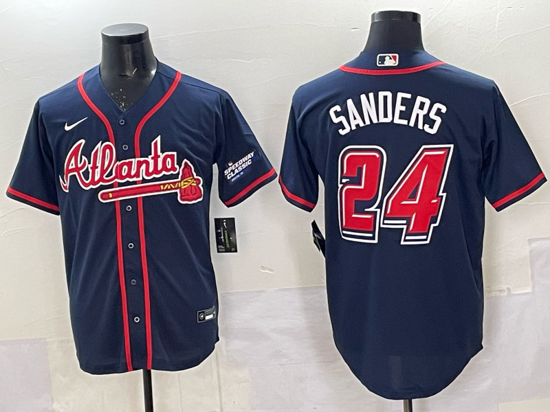 Men's Atlanta Braves Deion Sanders Navy 2025 MLB Speedway Classic Alternate Limited Jersey