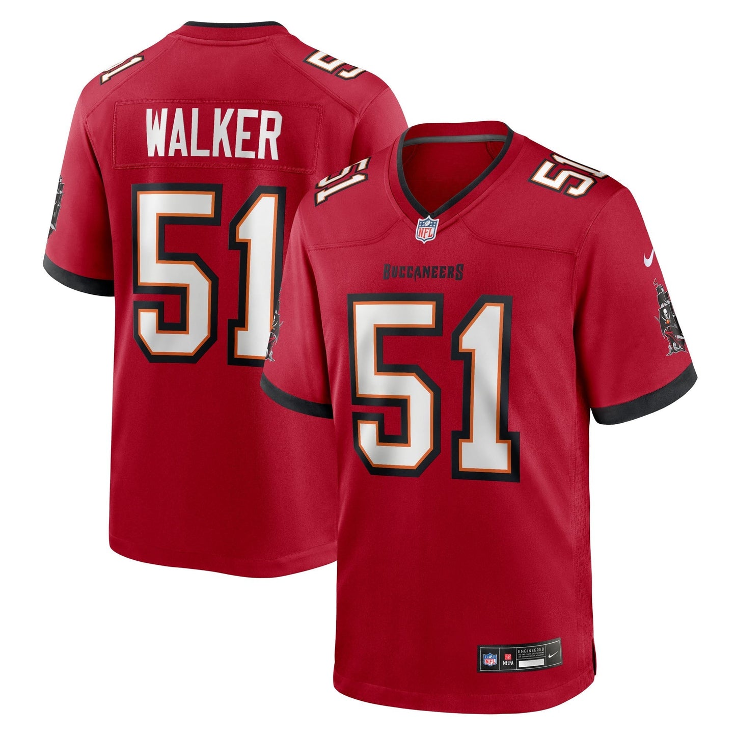 Tampa Bay Buccaneers David Walker Red Team Game Jersey
