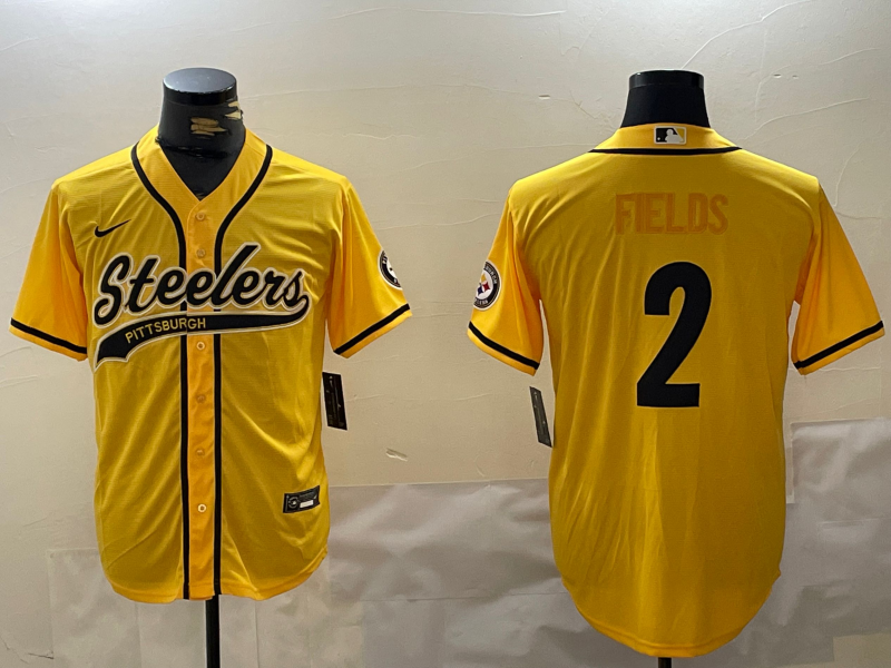 Men's Pittsburgh Steelers Justin Fields Yellow Game Player Jersey