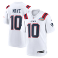 Men's New England Patriots Drake Maye White Super Bowl LX Patch Game Jersey