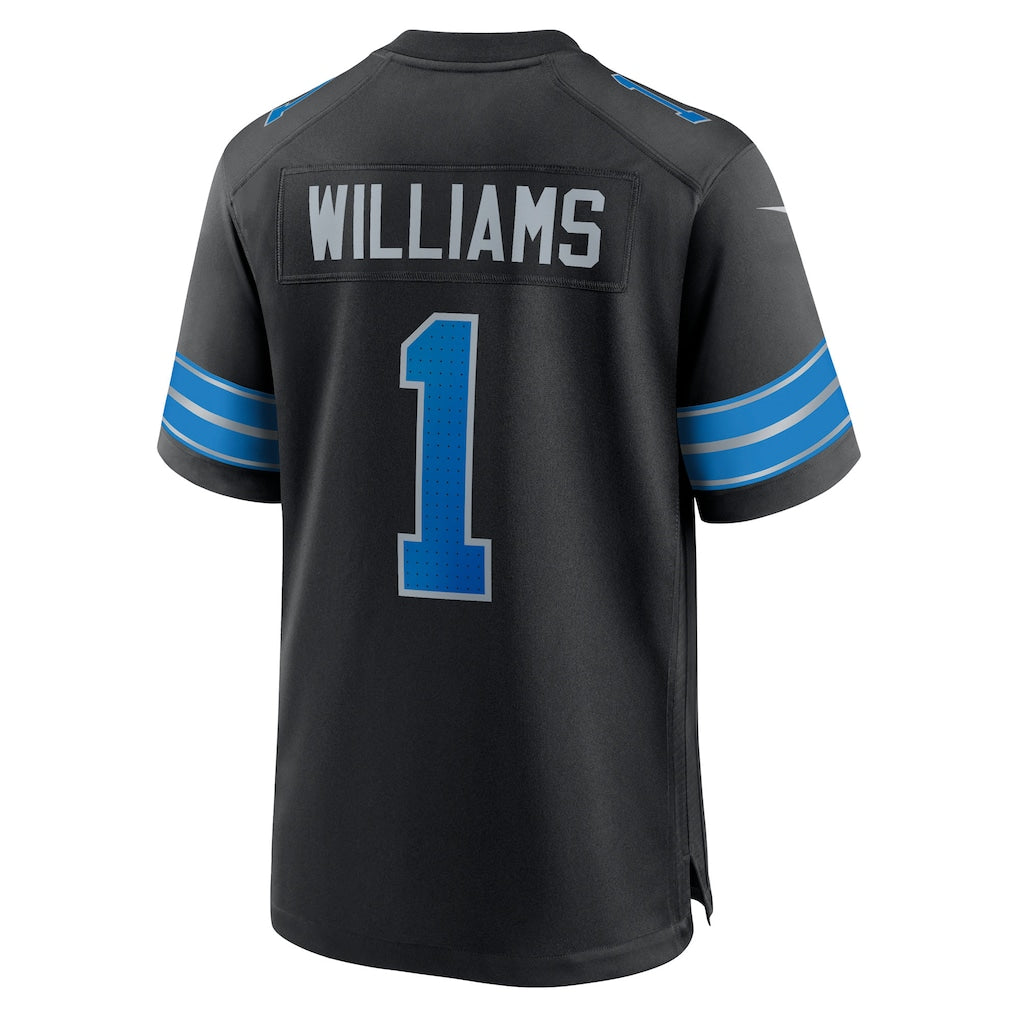 D.Lions #1 Jameson Williams Black Alternate Game Player Jersey
