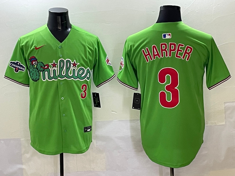 Men's Philadelphia Phillies Bryce Harper Green Player Game Jersey