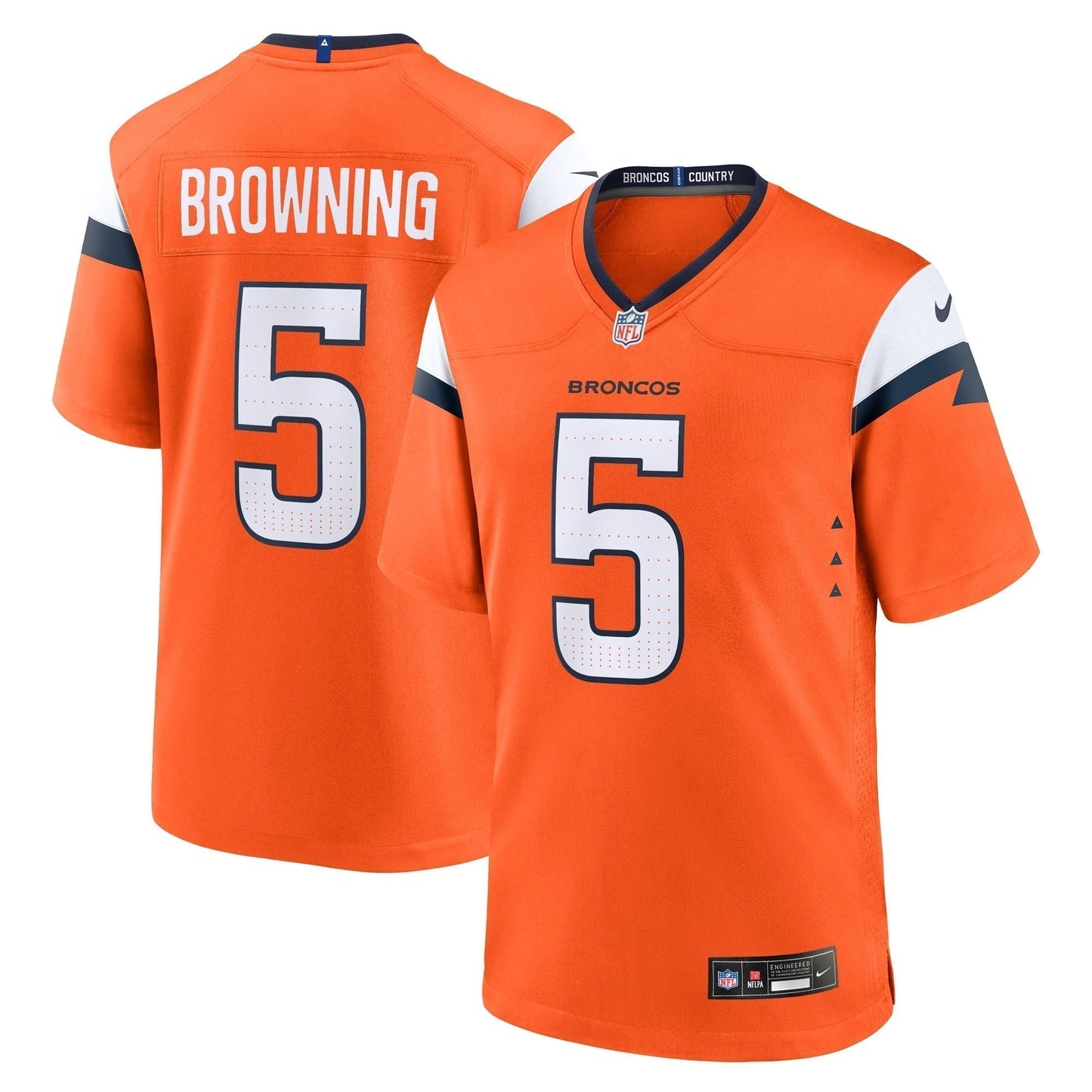 Baron Browning Denver Broncos  Team Game Jersey -  Orange