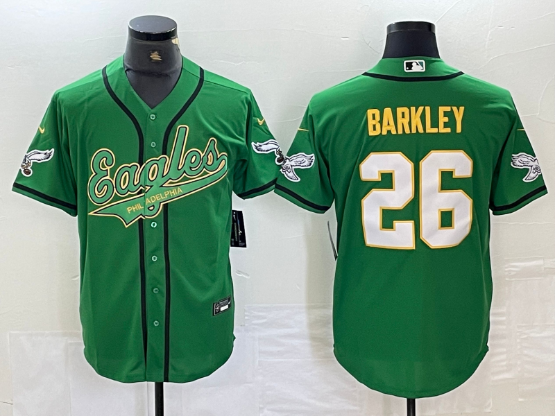 Men's Philadelphia Eagles Saquon Barkley Kelly Green Player Jersey Joint Edition